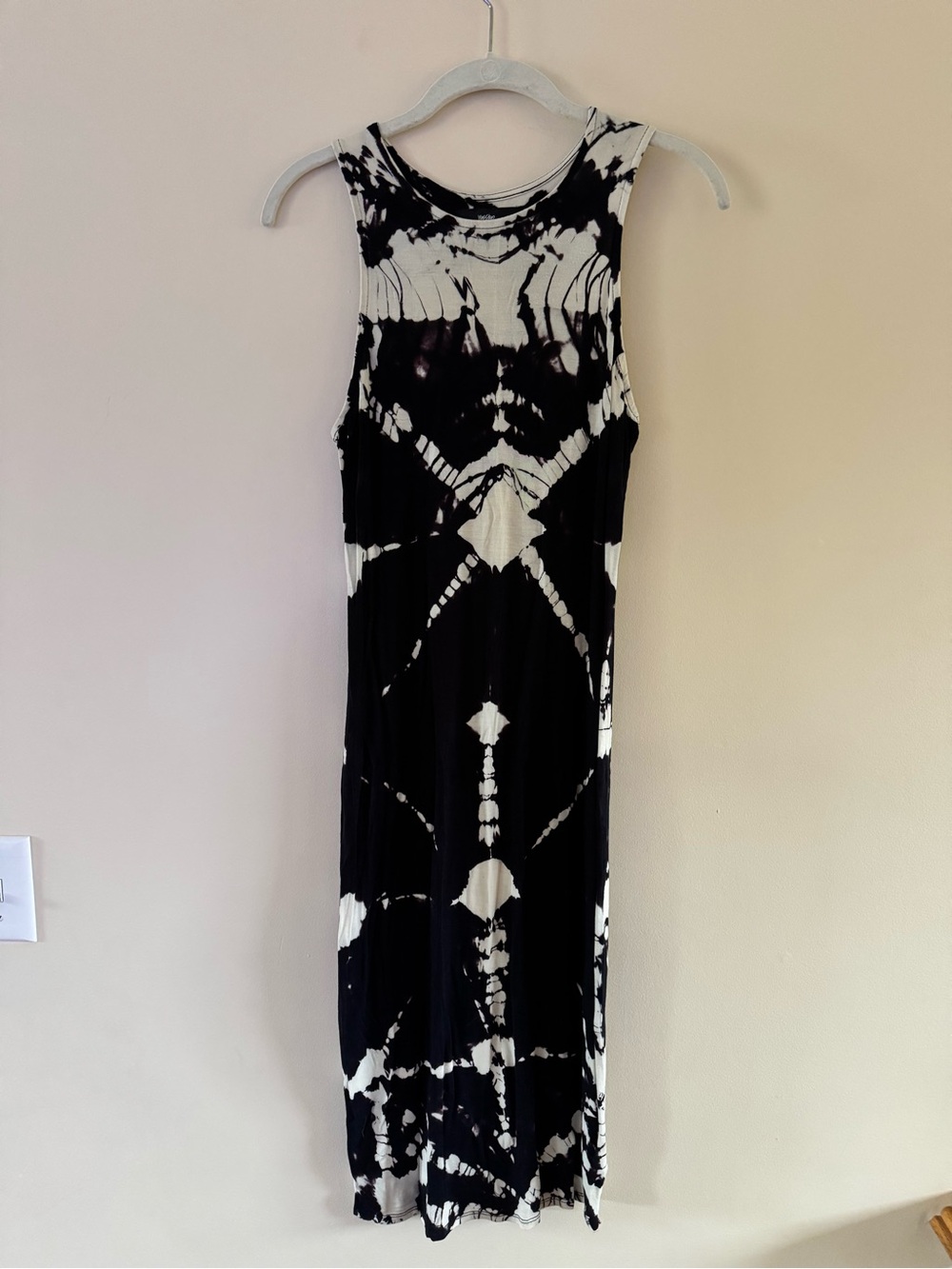 Moschino Black & White Tie-Dye Sleeveless Maxi Dress